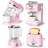B Bascolor Pretend Play Kitchen Appliances Toy Set with Realistic Coffee Maker Machine, Toaster, Mixer and Blender, Kids Kitchen