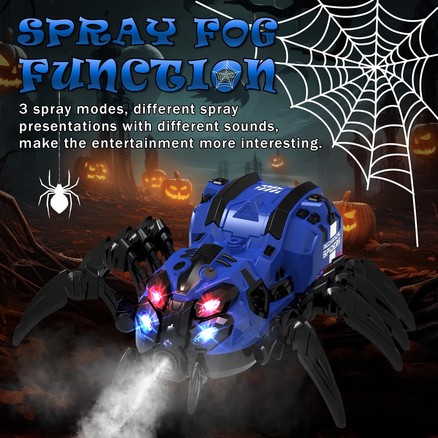 Remote Control Spider Toy, Robot Spider With 2.4 Ghz Remote Controller, Rc Spider Robot With Spray/Lights/Music, Realistic Spide