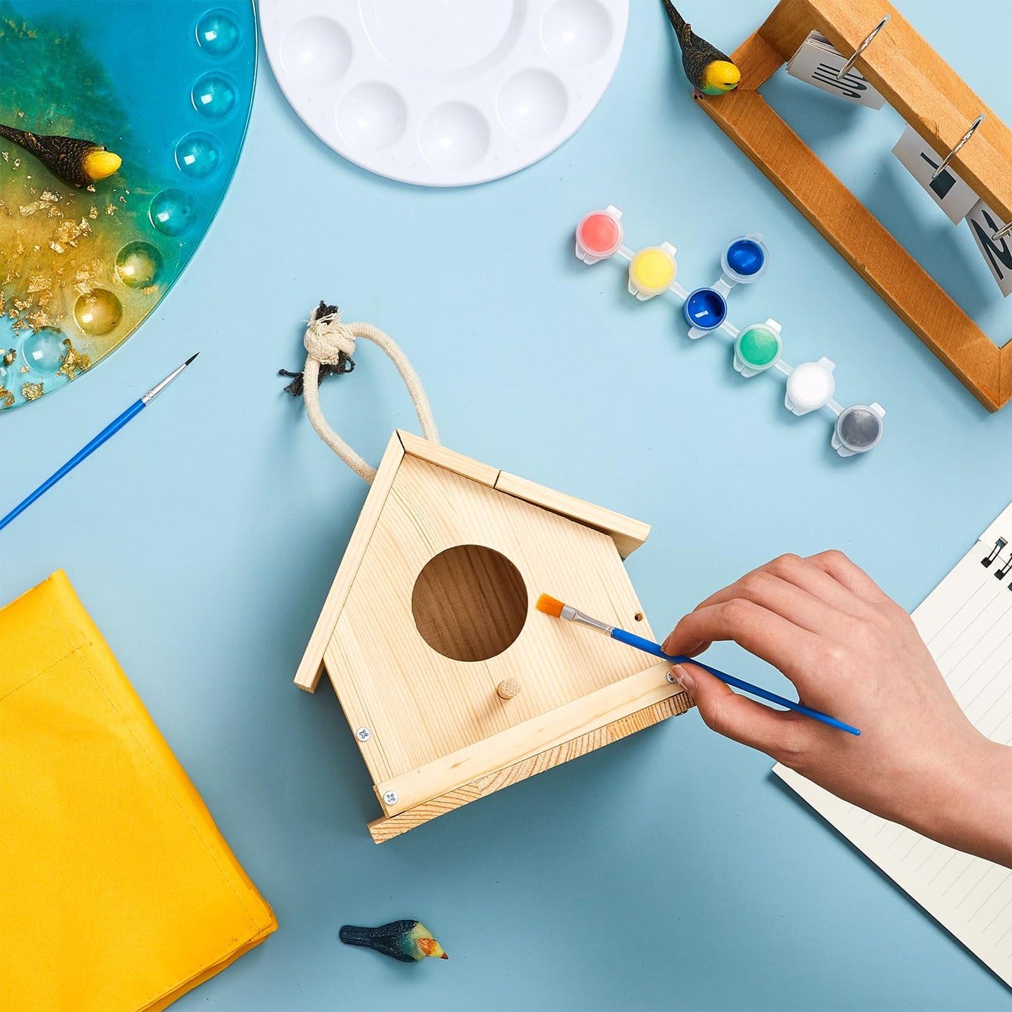 Liliful 36 Sets Wooden DIY Birdhouse Kit Unfinished Bird Houses with Paints and Paintbrushes Bird Feeder Craft Arts for Boy or G