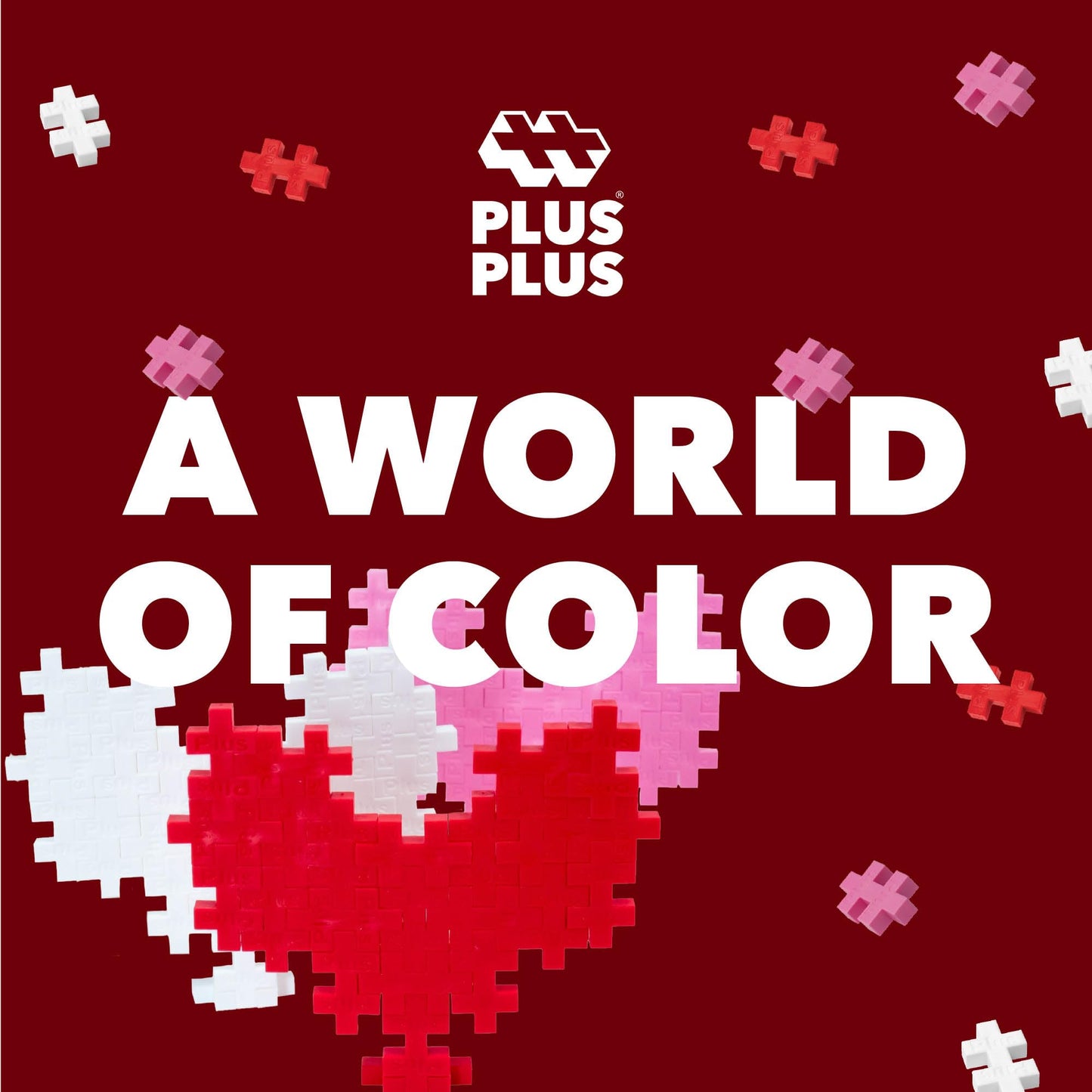 Plus Plus 3D Puzzle Building Block Set, 70 Mini Interlocking Pieces, Fun Holiday Activities For Kids - I Love You Hearts Mini Ma