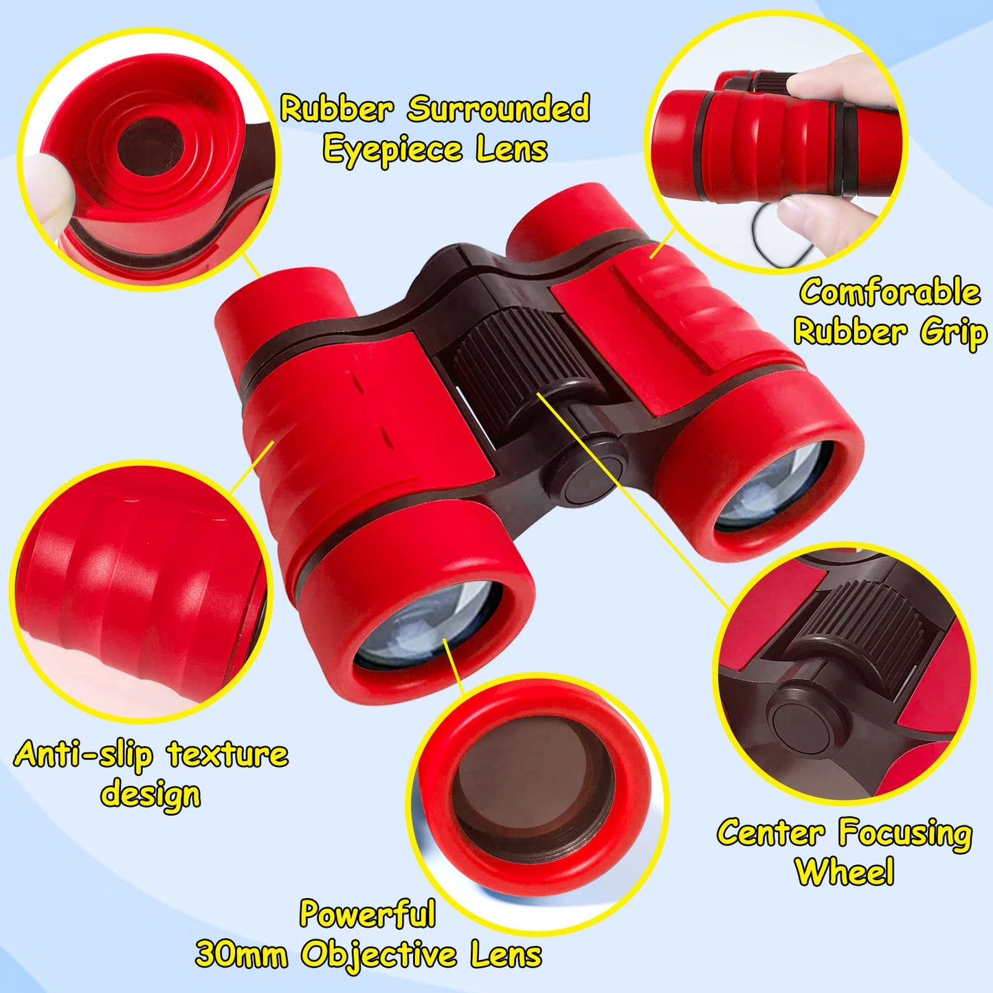 Essenson Binoculars For Kids Toys Gifts For Age 3-12 Years Old Boys Girls Kids Telescope Outdoor Toys For Sports And Outside Play Hiking, Bird Watching, Travel, Camping, Birthday Presents (Red)