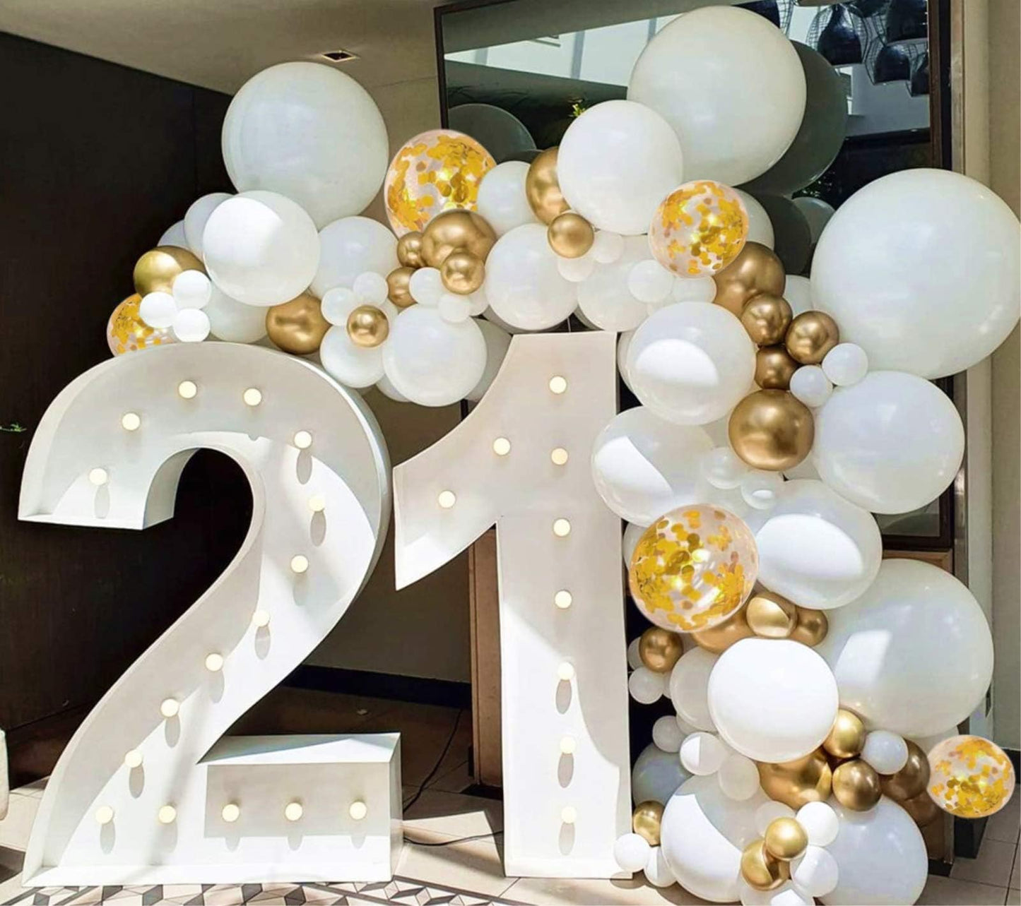 123Pcs White Gold Balloon Garland Arch Kit 5, 10 Inch 12' White Gold Confetti Balloons Set For Birthday Baby Shower Wedding Graduation Mother'S Day Party Decorations