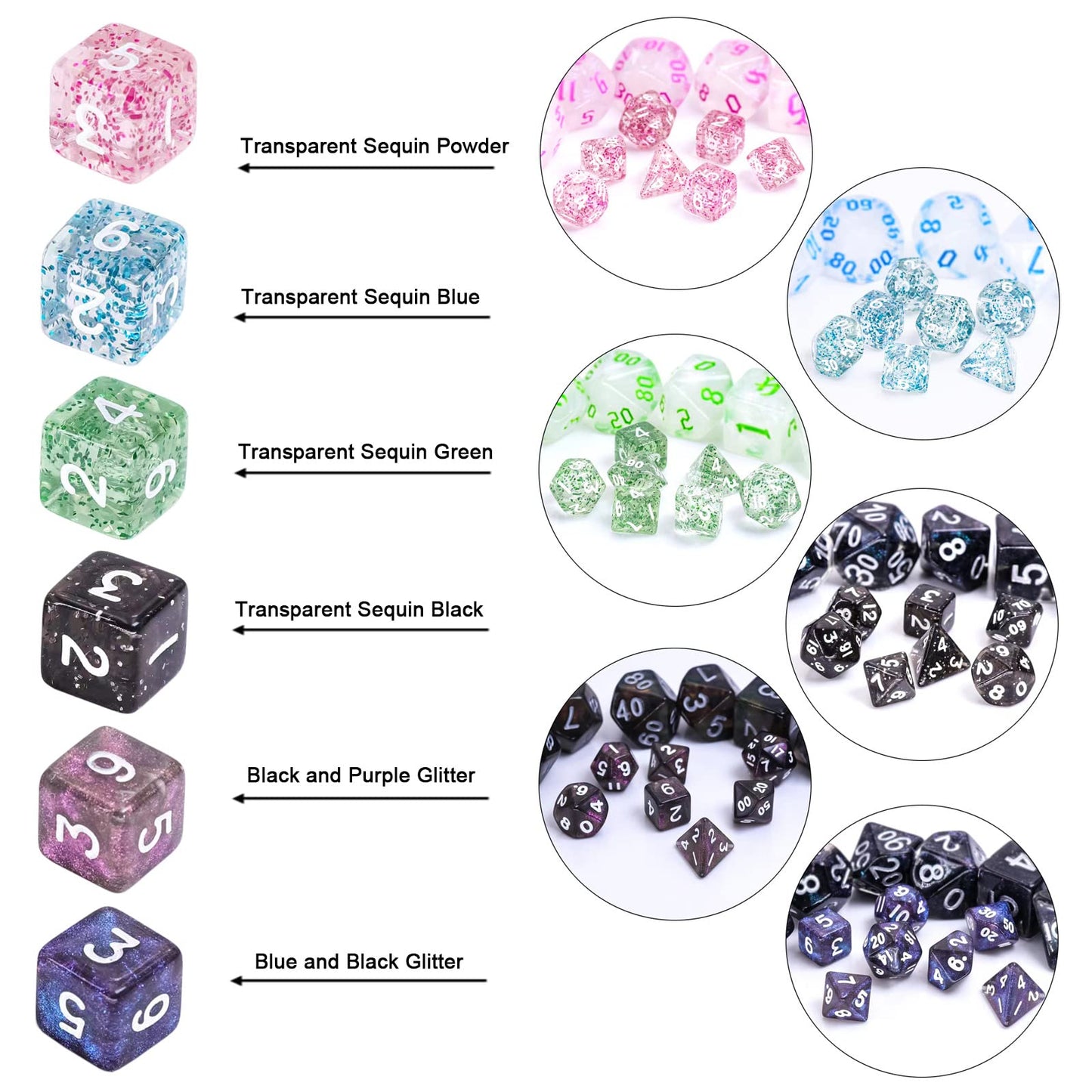 10mm Mini DND Dice Set,15 Sets Polyhedral RPG Dice (105pcs) for MTG,RPG,D&D Dungeons and Dragons Role Playing Game.(Transparent