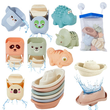 Amchsuri Bath Toys For Kids Ages 1-3, 14 Pack Mold Free Toddler Bath Toys For 2-4 Bathtub Water Toys With Floating Boats&Bath Cups And No Hole Animal Floating Pool Toys For Babies 6-12 Months