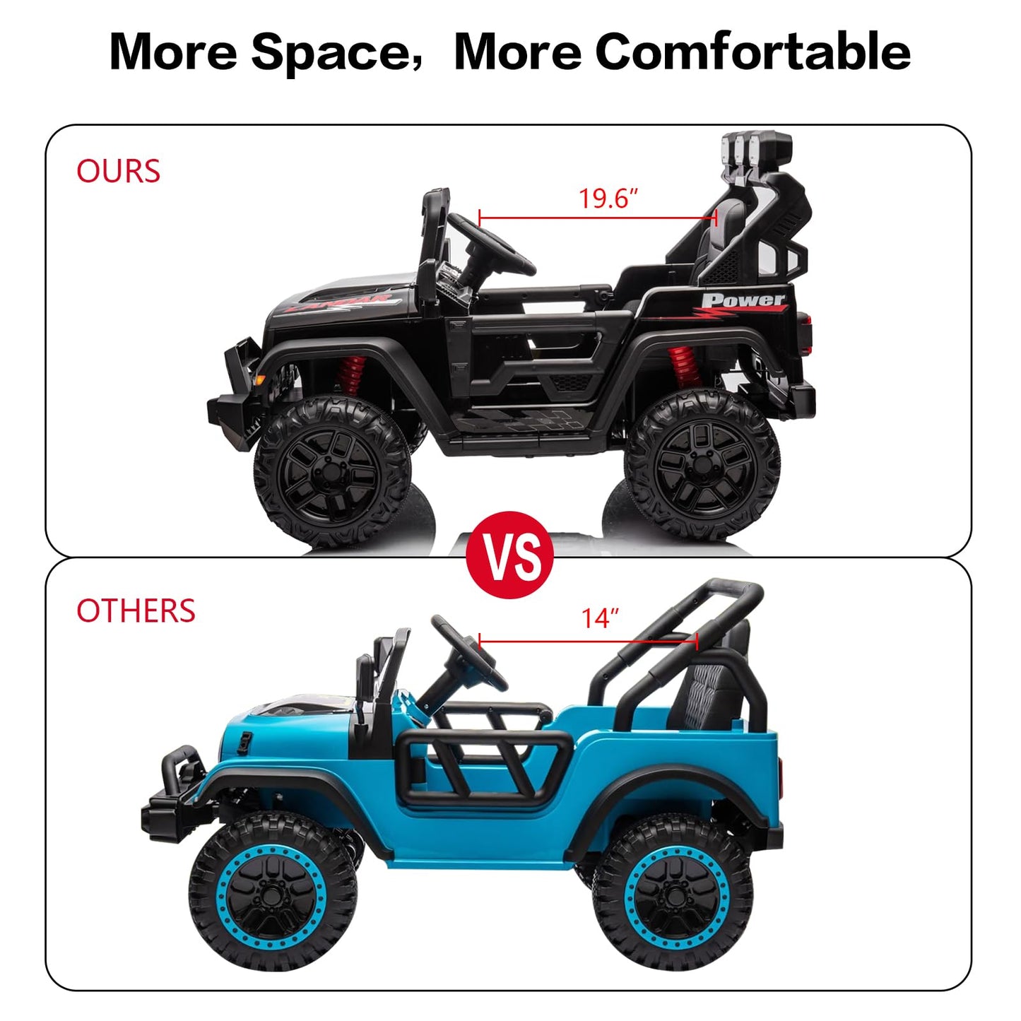 Modern-Depo 12V Kids Ride On Car Truck with DIY Stickers, Manual/Remote Control Electric Car with LED Lights, 2 Motors, 2 Speeds