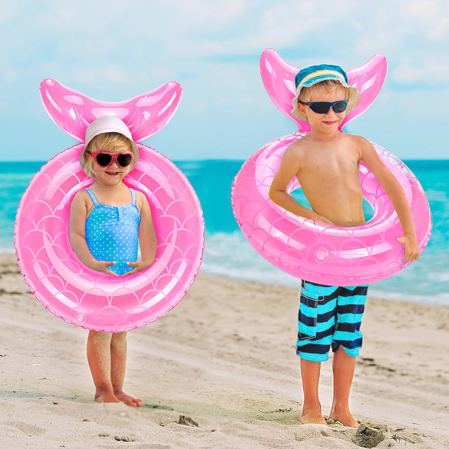Moko Inflatable Swimming Ring, Children Cute Pool Float Tube Decorations Swim Tubes Outdoor Pool Beach Water Floats Party Supplies Kids Floaties, Pink