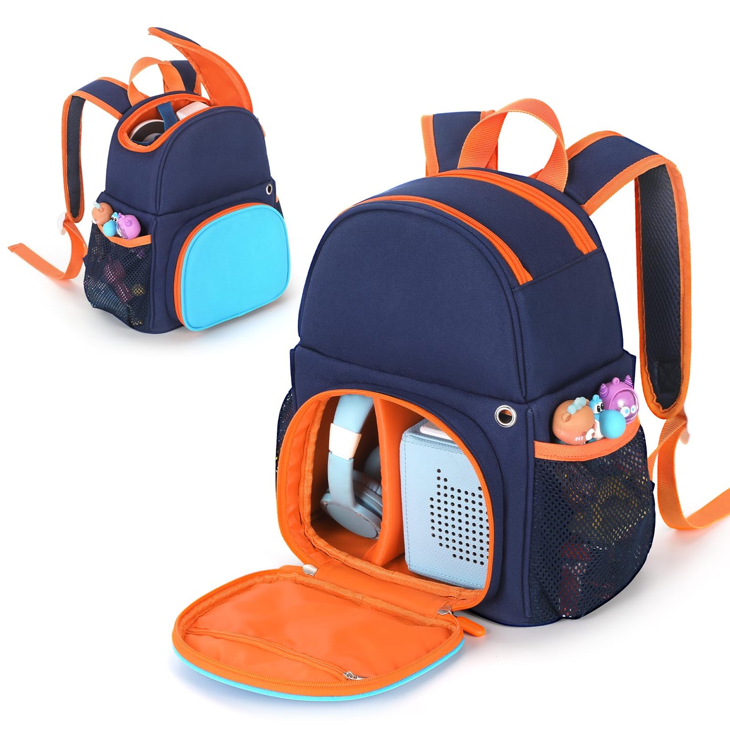 OUKNAK Storage Backpack for Toniebox, Carrying Bag for Toniebox 2 Audio Player Starter Set and Tonie Figurines & Headphone (Dark