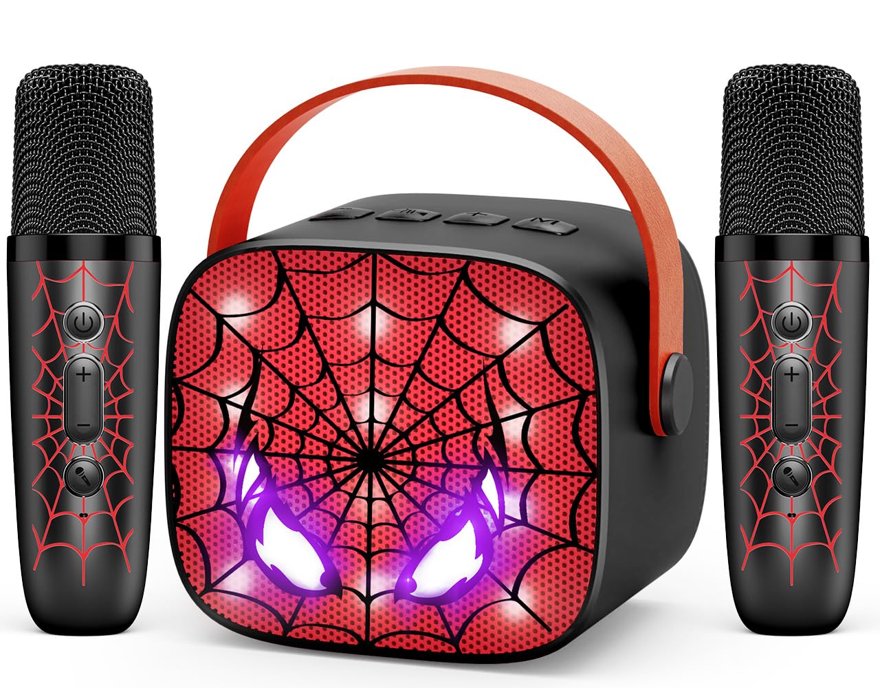 Cool Mini Karaoke Machine Toys: Kids Toys Birthday Gifts Age 3-12+ LED Portable Bluetooth Speaker with 2 Wireless Microphone Gif