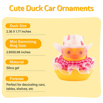 Wonuu Rubber Duck Car Ornaments Duck Car Dashboard Decorations For Cute Car Accessories With Dress Heart Shape Sunglasses, White