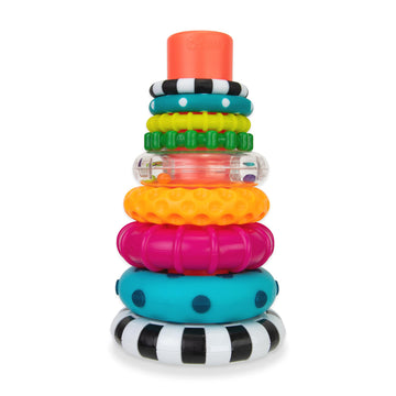 Sassy Stacks of Circles Stacking Ring Toy, 9 Piece Set, Multi, Plastic, for Ages 6+ Months, Model 80795FAAM