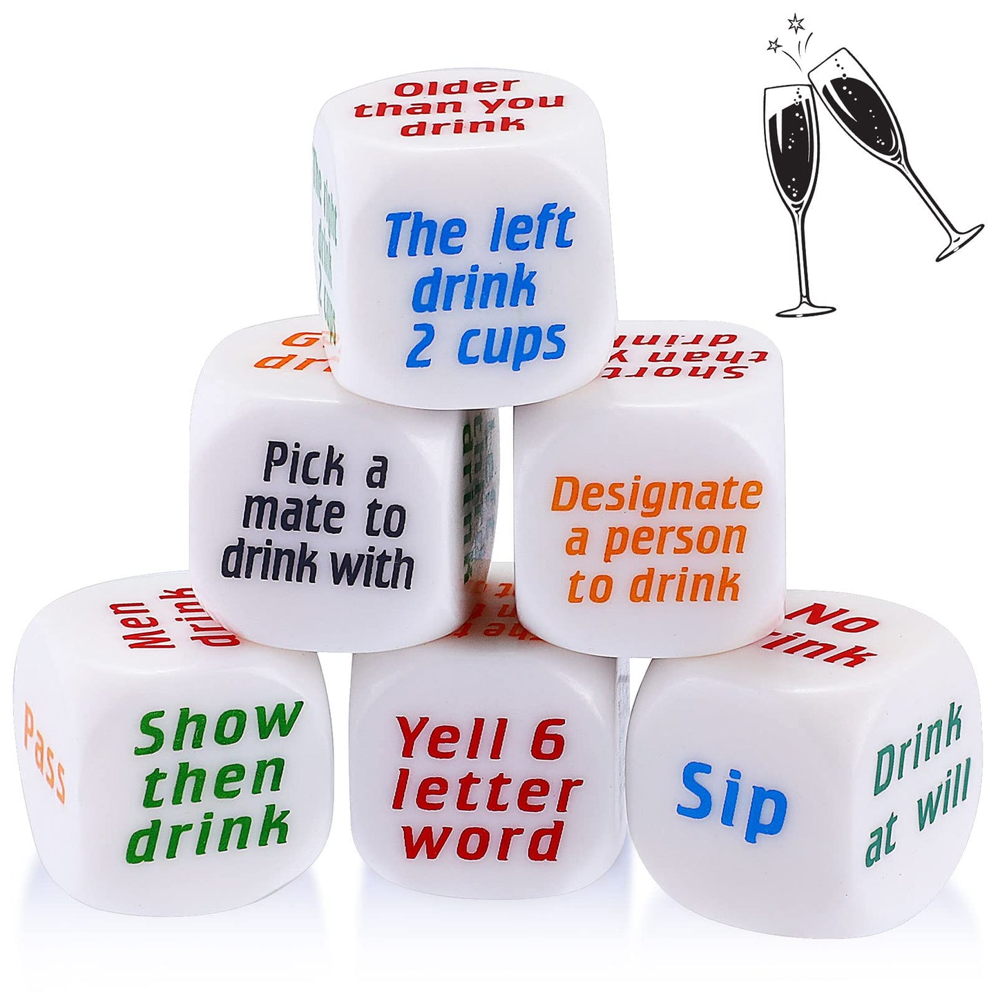 Hanaive 6 Pcs Party Drinking Bar Dice Game Resha Roulette Drinking Games Bachelorette Party Game For Adults White Elephant Gift
