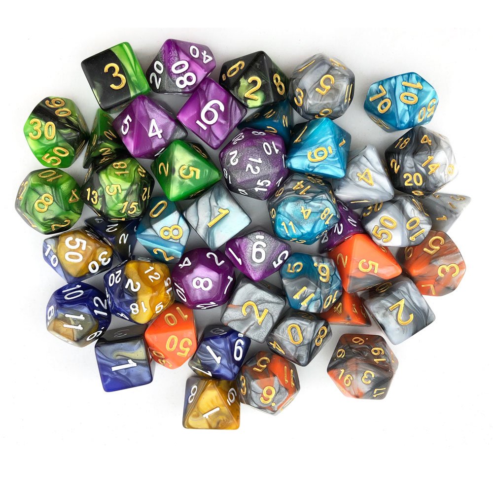 Smartdealspro Double-Colors Polyhedral Dice Sets With Pouches For D&D Dnd Rpg Mtg Dungeon And Dragons Table Board Roll Playing G