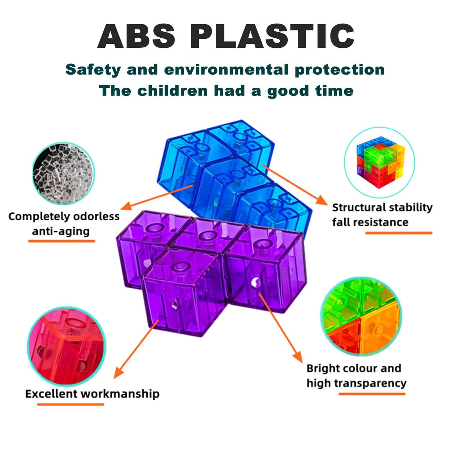 Ouxia Magnetic Building Blocks Magic Magnetic 3D Puzzle Cubes, Set Of 14 Multi Shapes Magnetics Blocks With 108 Guide Cards,Pare