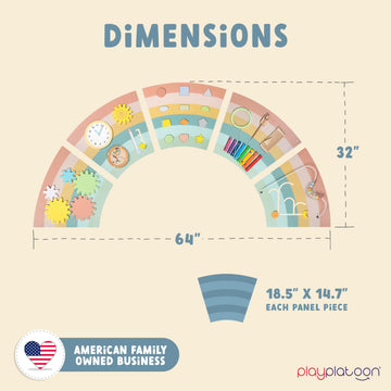 Play Platoon Sensory Wall Panel - 64x32 Rainbow Wooden Activity Board for Toddlers 1-3, Montessori Busy Board with 11 Fun Activities
