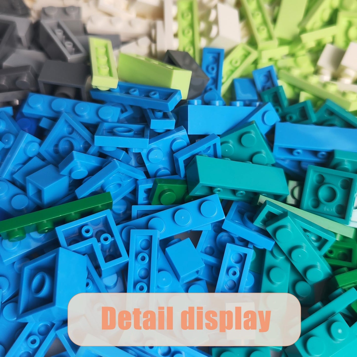 Huizdq 1000 Pieces Classic Building Bricks, Classic Stackable Base Plates, 3 6.3'' X 6.3'' Blue, Gray And Green Base Plates, Com