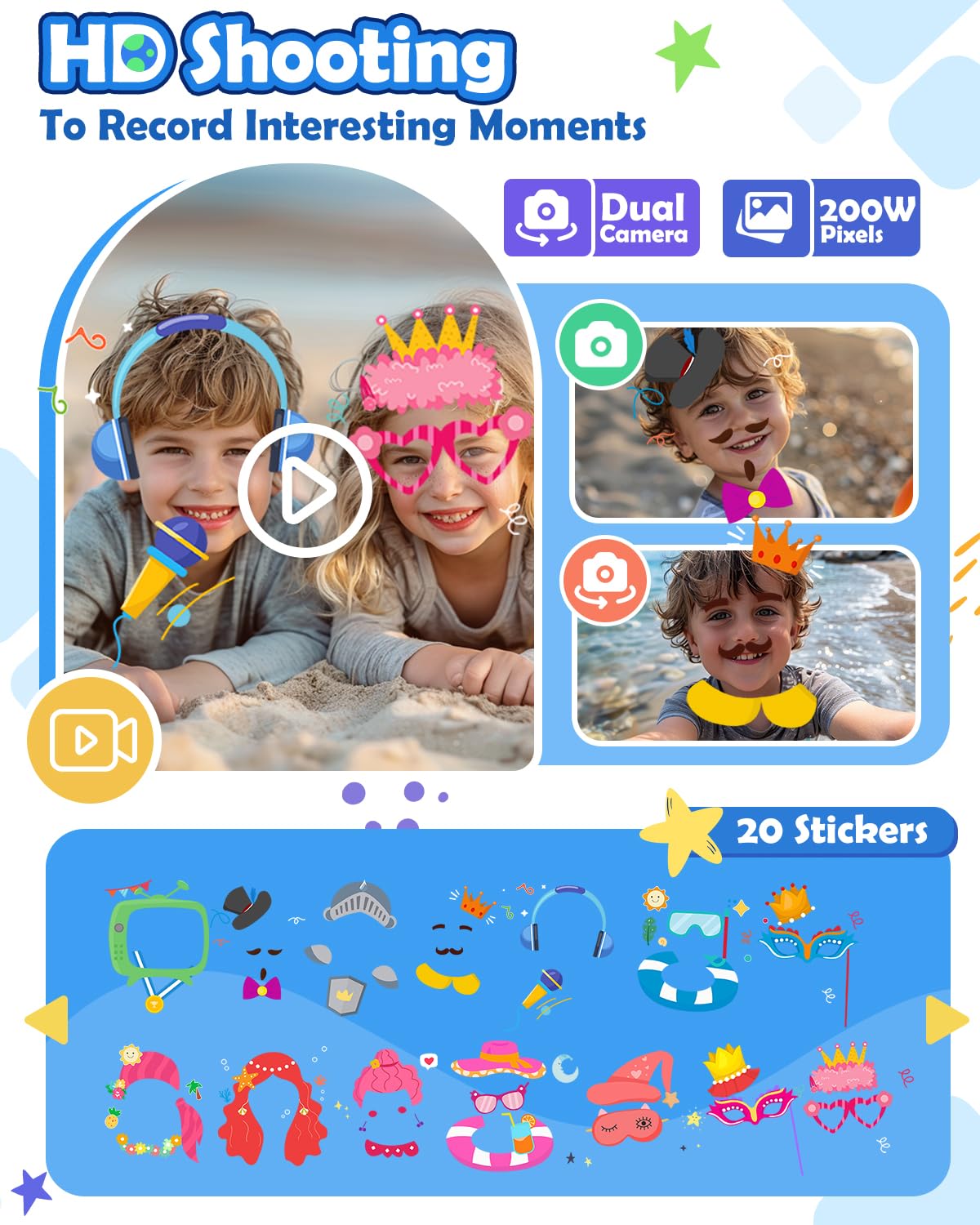 Sueseip Smart Phone for Kids Toys Age 4-6, Christmas Birthday Gifts Dinosaur Toddler Toys for Boys 5-7, Touchscreen Dual Camera