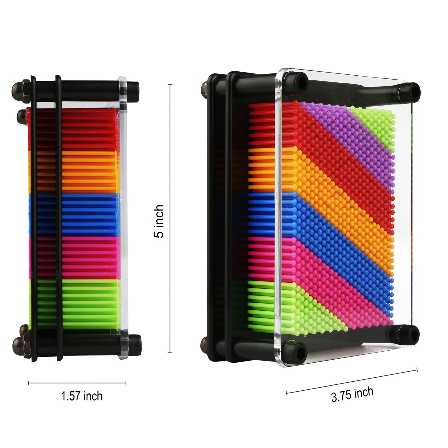 3D Pin Art Toy - Plastic Pin Board For Kids, 3D Pin Impression Sculpture Needle Toys, 3.75 X 5 Inches (Rainbow)