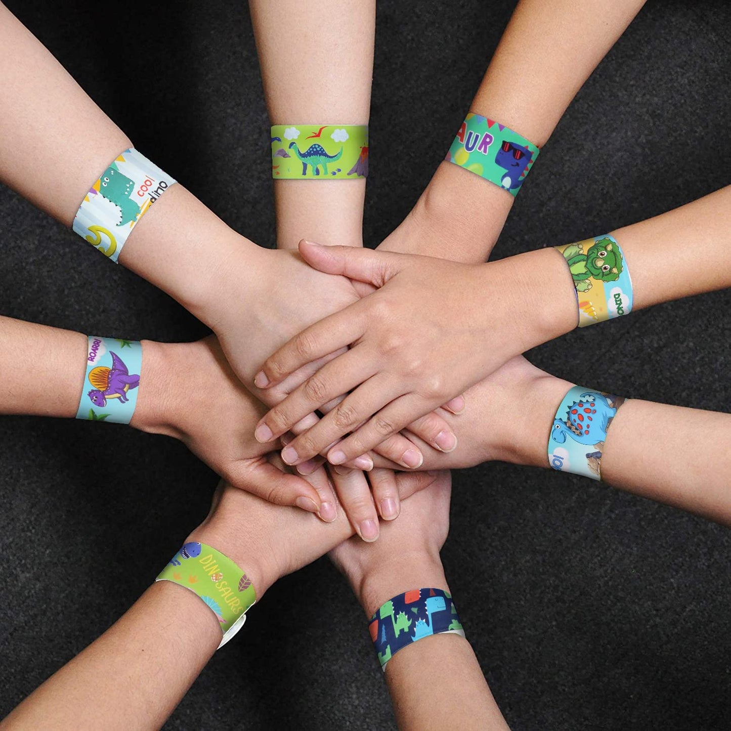 DERAYEE 24 Pcs Dinosaur Slap Bracelets for Kids, Jurassic Forest World theme Snap Bands Toy Gift Party Favor Supplies for Dino P