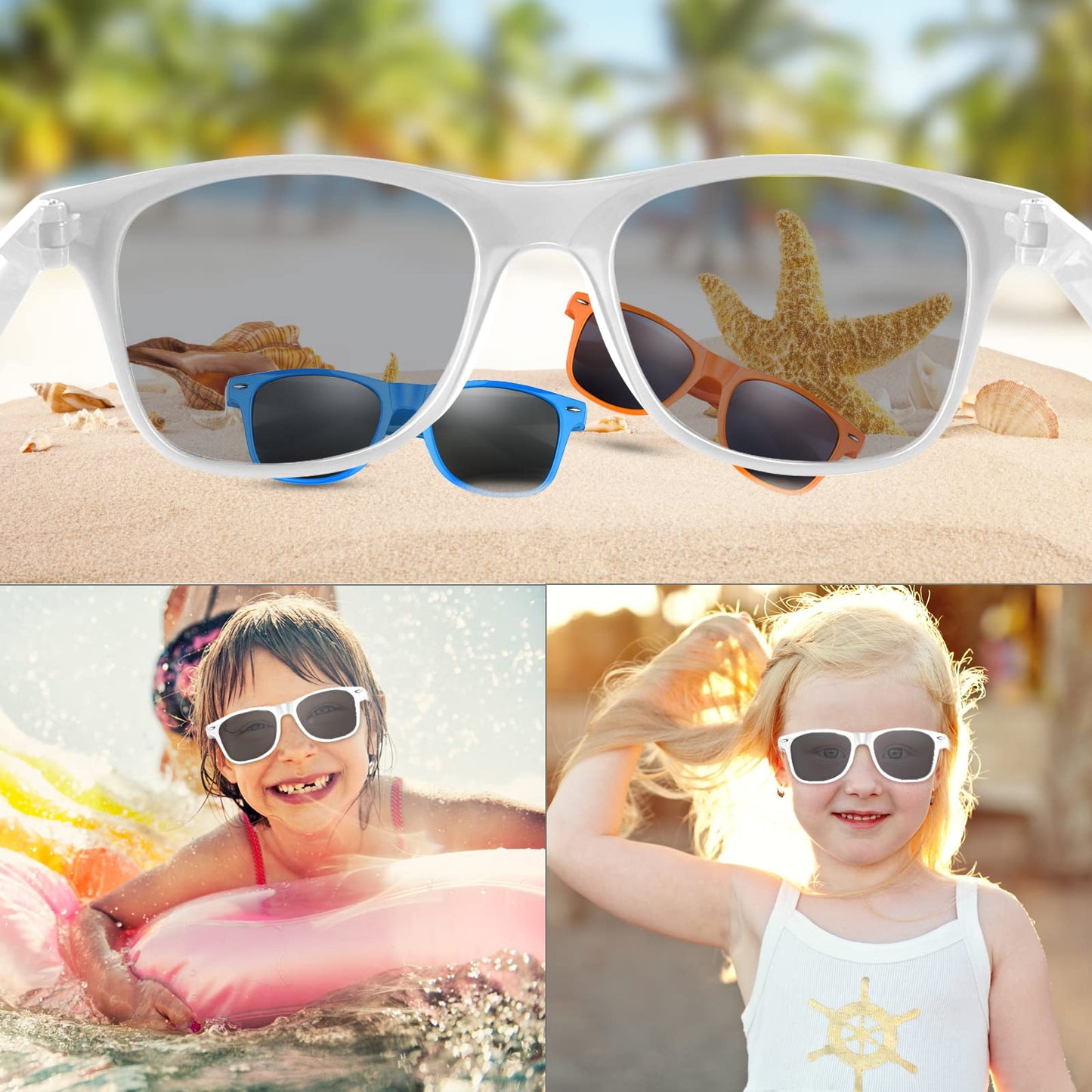 Fepito 30 Pieces Party Sunglasses For Birthday Party Supplies Treat Bag Fillers For Beach Pool Party Toys, White