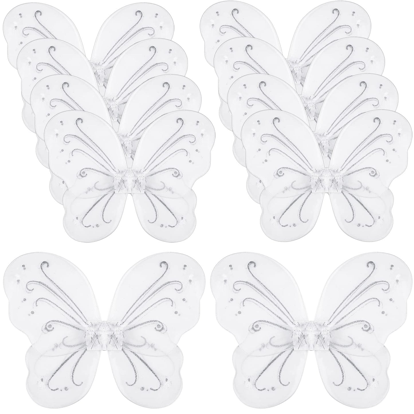 Chivao 10 Pieces Fairy Wings Butterfly Wings Wedding Decoration Costume Birthday Christmas Party Favors For Boys Girls(White)