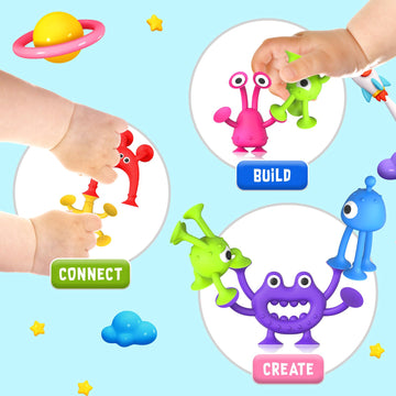 Richtim Baby Bath Toys Suction Toy: Sensory Suction Bath Toys For Toddlers, No Hole Bath Toys Suction Cup Toys, Kids Fidget Toys Window Toys For Travel Toys Gifts, Easter Basket Stuffers Egg Fillers