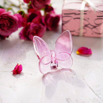 Kanpura Pink Crystal Butterfly Figurine,Flying Butterfly Figurine, Glass Butterfly Ornament,Crystal Animal Collectible Gift For Butterfly Enthusiasts And Collectors