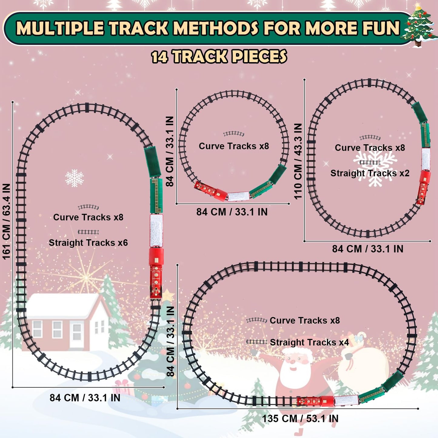 Christmas Train Set - Updated Remote Control Christmas Train Toys W/Smoke, Sounds, Lights, Rechargeable Electric Train For Aroun