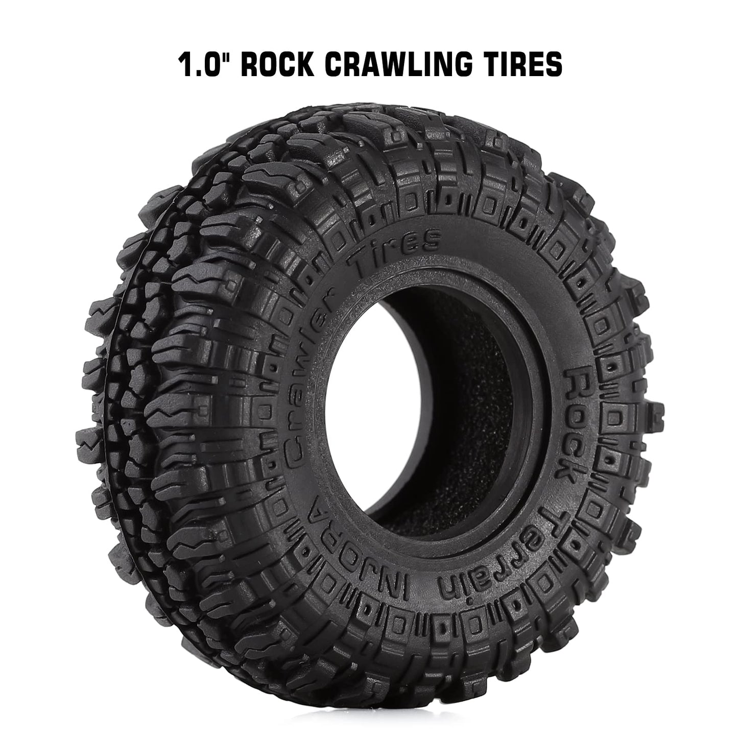 INJORA 1.0 Tires Soft Rubber Crawler Wheel Tires for 1/18 TRX4M SCX24 Gladiator Bronco C10 JLU Deadbolt B17 Axial 1/24 1/18 Trac