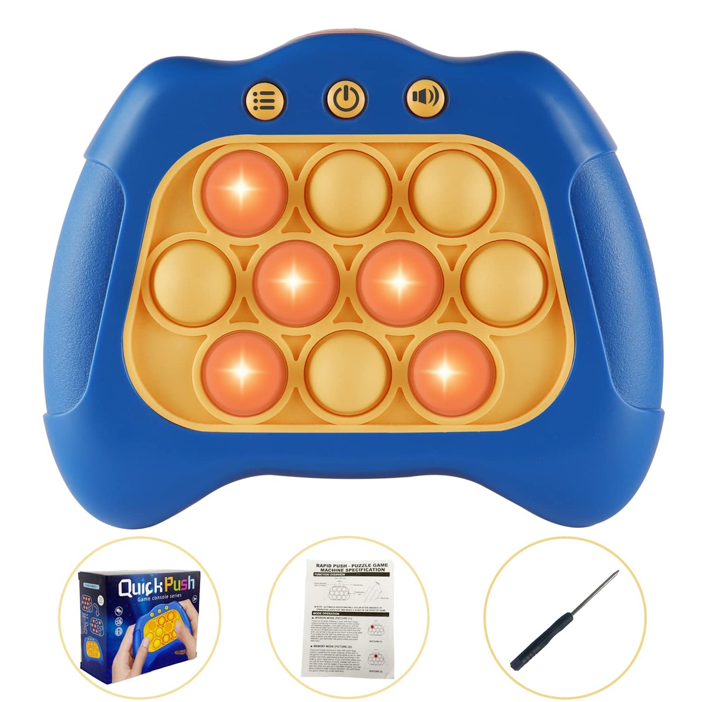 Intoypad Pop The Target! Handheld Speed Pushing Game Machine: A Fun Multiplayer Game for Family. Fidget Game Toy for 6 7 8 9 10 11 12 Years Old Blue