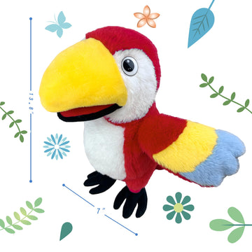 okegztoa Puppets Parrot Hand Puppet 13.8 Animal Puppets Hand Puppets Bird Stuffed Animal Hand Puppets for Kids with Movable Mouth Puppet Plush Multi-Color Toys Bird Puppet Role Play Teaching(Red)