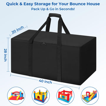 QYILUARE Extra Large Waterproof Storage Bag for Inflatable Bounce House & Water Slide, Black with Sturdy Handles (40 L x 20 W x 28 H)