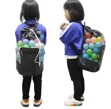 SEW UR LIFE Large Beach Toys Mesh Black Bag,Adjustable Shoulder Strap, Drawstring, Beach Toy Bag For Children Used in Beach, Swi