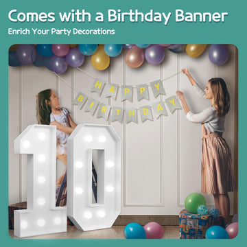Imprsv Marquee Numbers Large 10Th-Birthday Decorations: 3Ft Light Up Number 10 Birthday Decoration For Boy Girl Ten Year Old Bir
