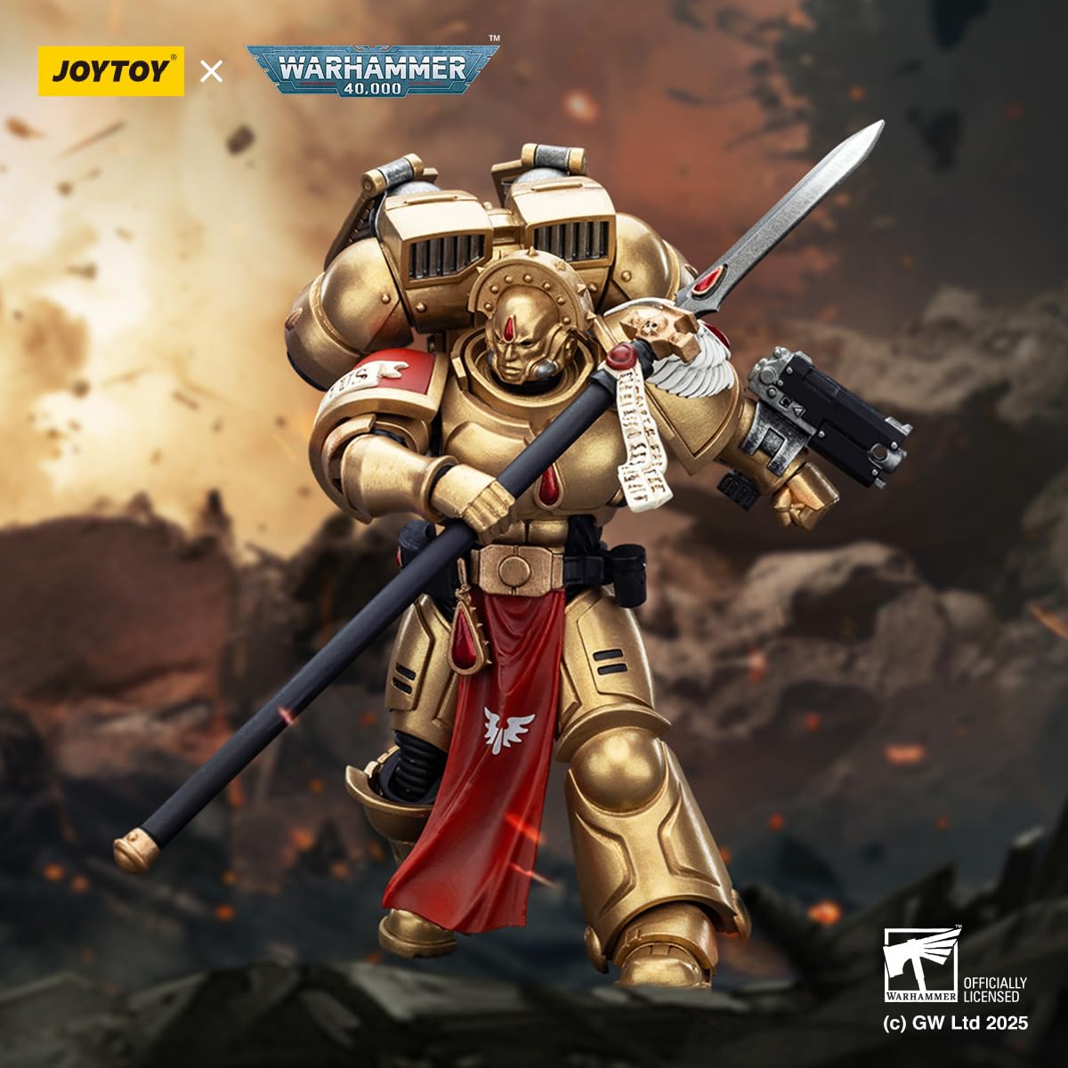 Beerise Joytoy 1/18 Action Figures - Warhammer 40,000 Blood Angels Sanguinary Guard 2 With Angelus Boltgun And Encarmine Spear -