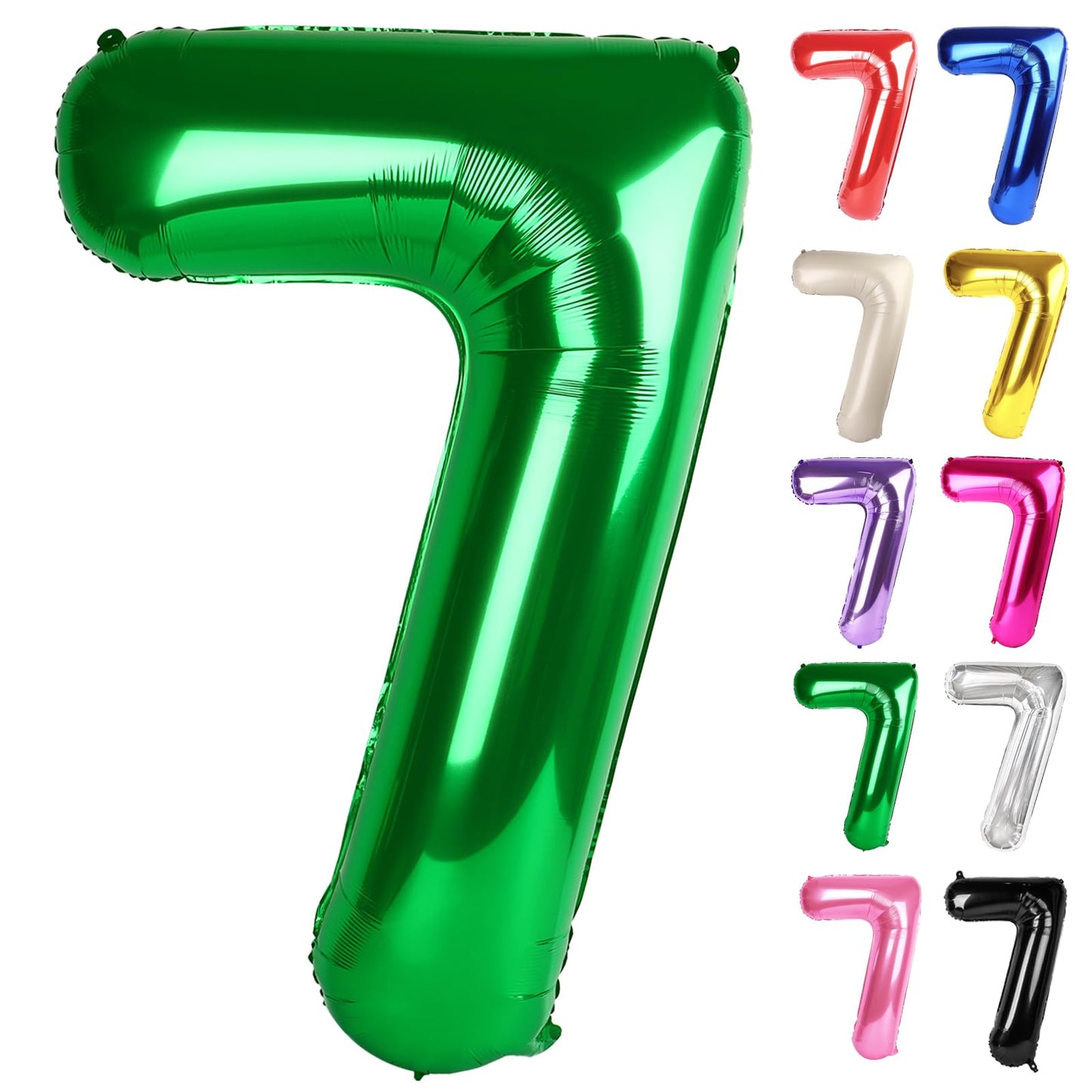 Green Number 7 Balloon 40 Inch, 7 Balloon Number, 7Th Birthday Decorations, Green Party Supplies For Boys Girls