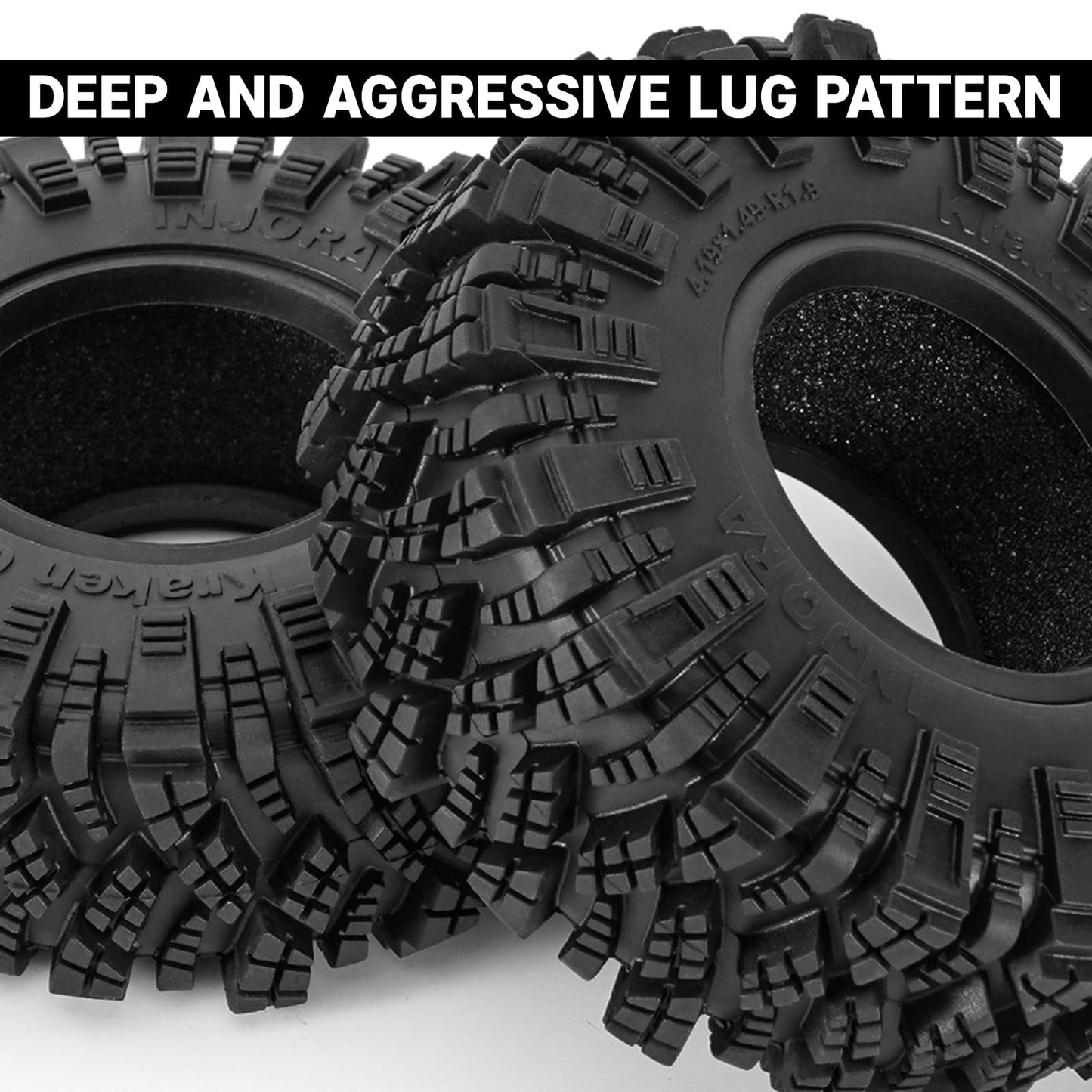 Injora 1.9'' S5 Tires Kraken Claw 106 * 38Mm Mud Terrain Tires For 1/10 Rc Crawler Car Upgrade