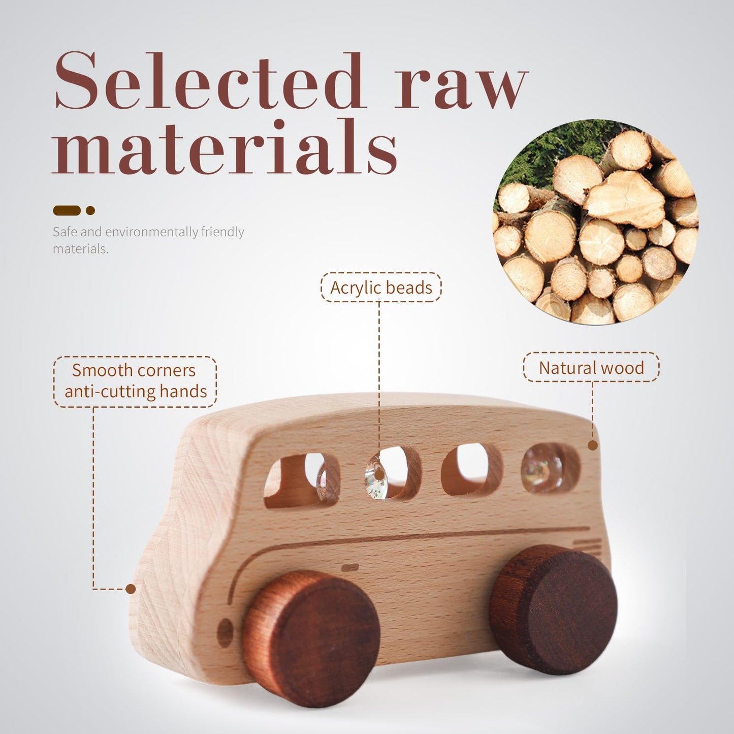 Ibwaae Wooden Cars Toys, Montessori Toys For Babies, Baby Toy Cars For Toddlers, Wood Push Truck Vehicle Wooden Baby Toys For Boys Girls