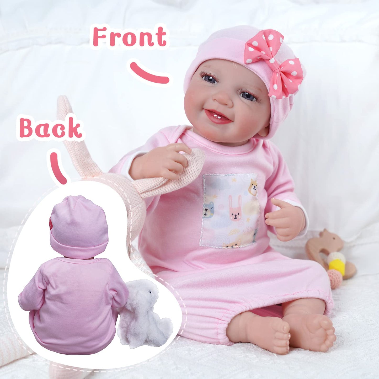 Babeside Lifelike Reborn Baby Dolls Leen - 20-Inch Sweet Smile Realistic Newborn Doll With Feeding Kit Gift Box For Kids Age 3+