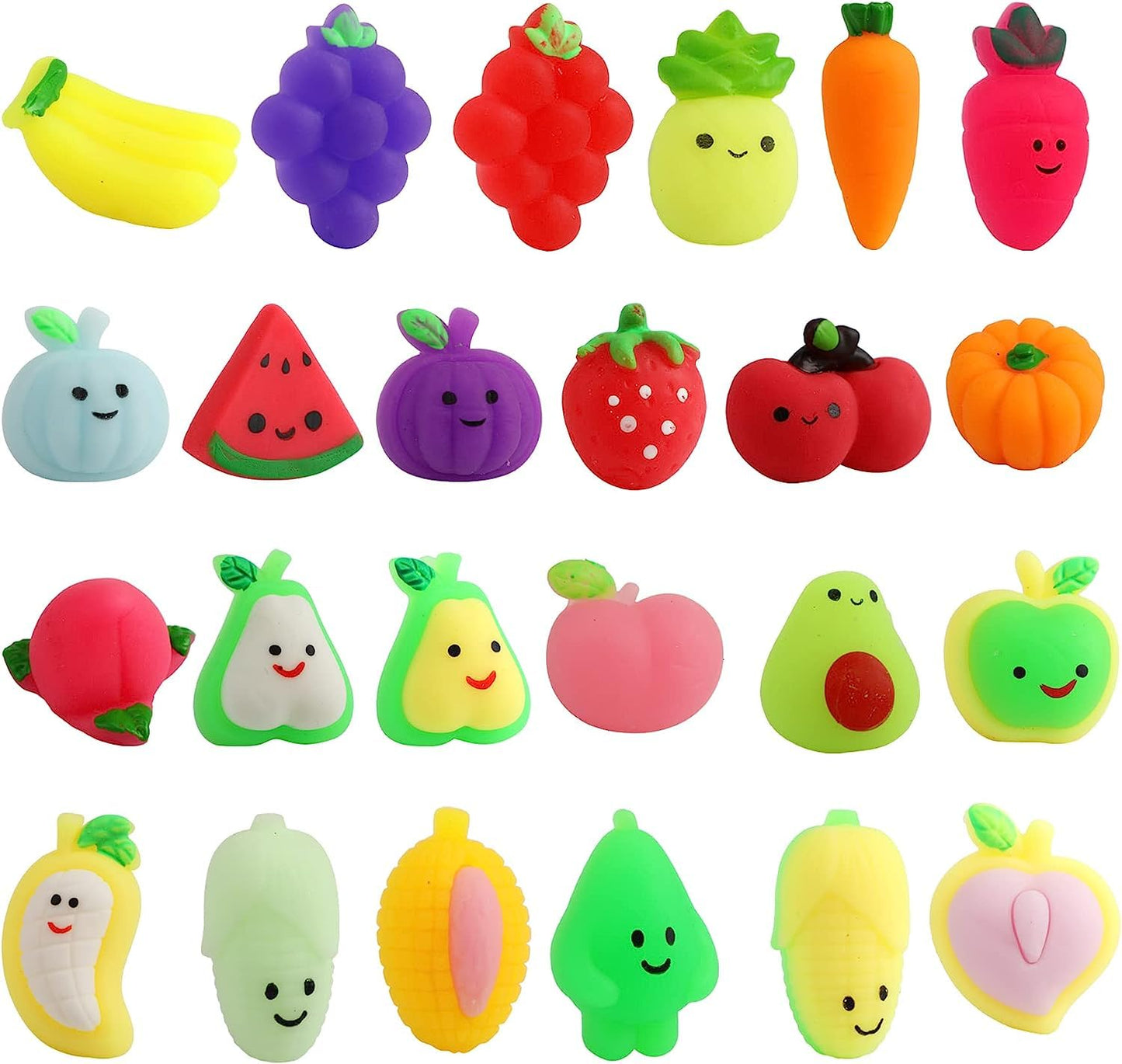Mochi Squishy Toys, 24 Pcs Fruit Squishy Party Favors For Kids Classroom Prize Stress Relief Squishies Bulk Gift For Birthday Pi