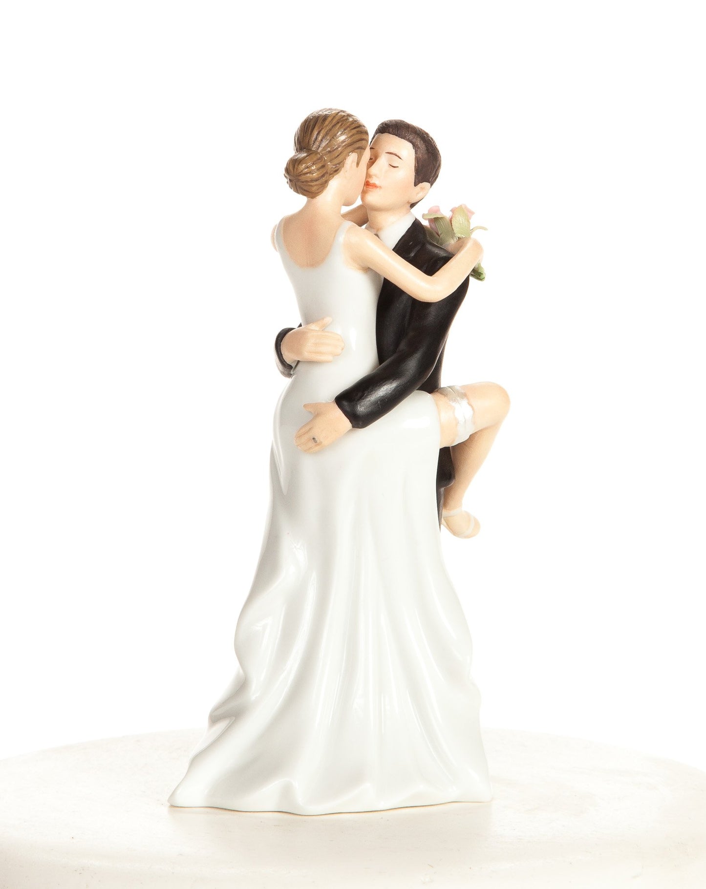 Wedding Collectibles Funny Kissing Wedding Cake Topper With Bride And Groom | Fun, Humorous Figurine | Fine Porcelain | 5.5 Inches