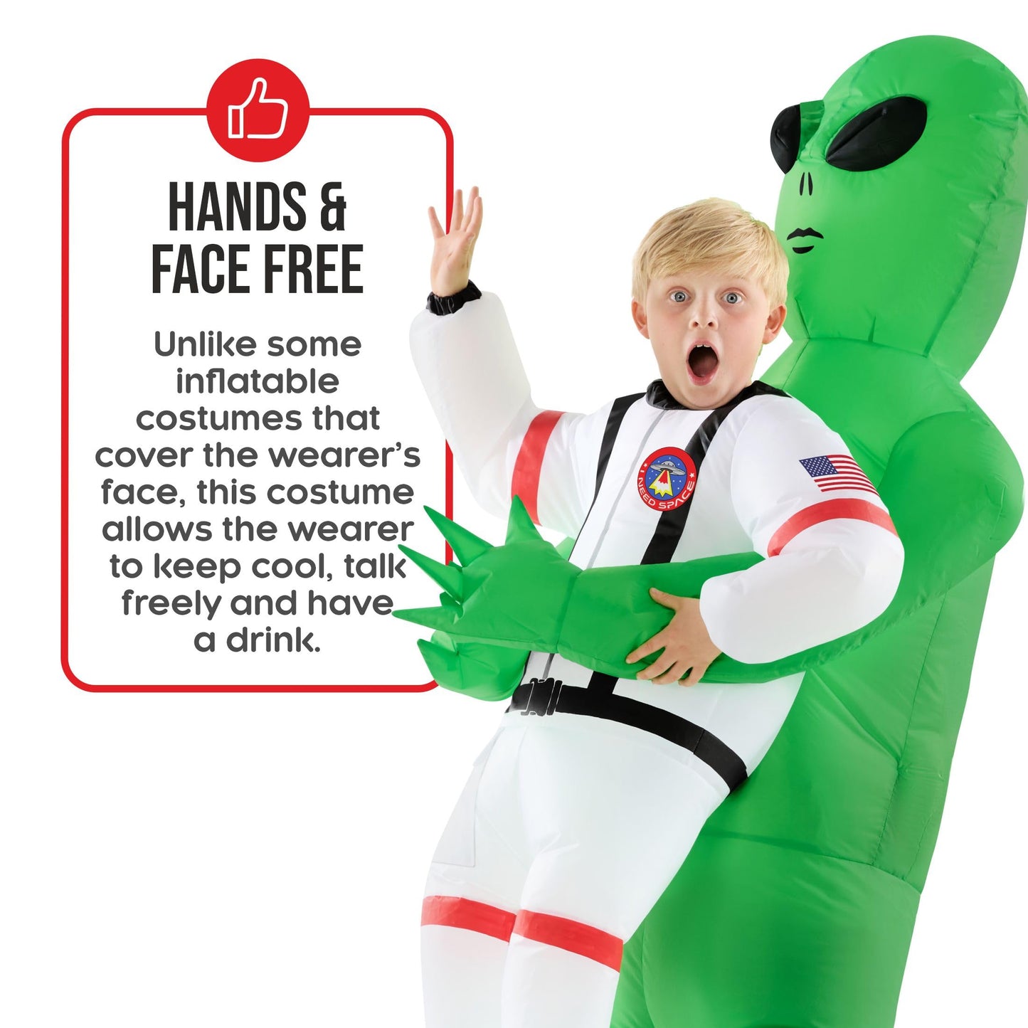 Morph Kids Astronaut Inflatable Alien Costume, Blow Up Alien Outfit, Boys Halloween Costume, Halloween Costumes for Kids