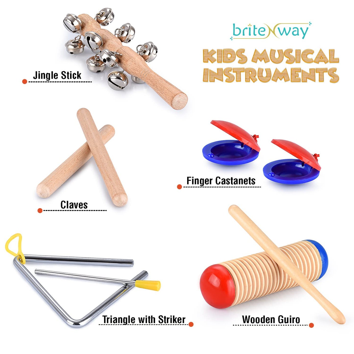 Toddler Educational & Musical Percussion For Kids & Children Instruments Set 21 Pcs – With Tambourine, Maracas, Castanets & More – Promote Fine Motor Skills, Enhance Hand To Eye Coordination,
