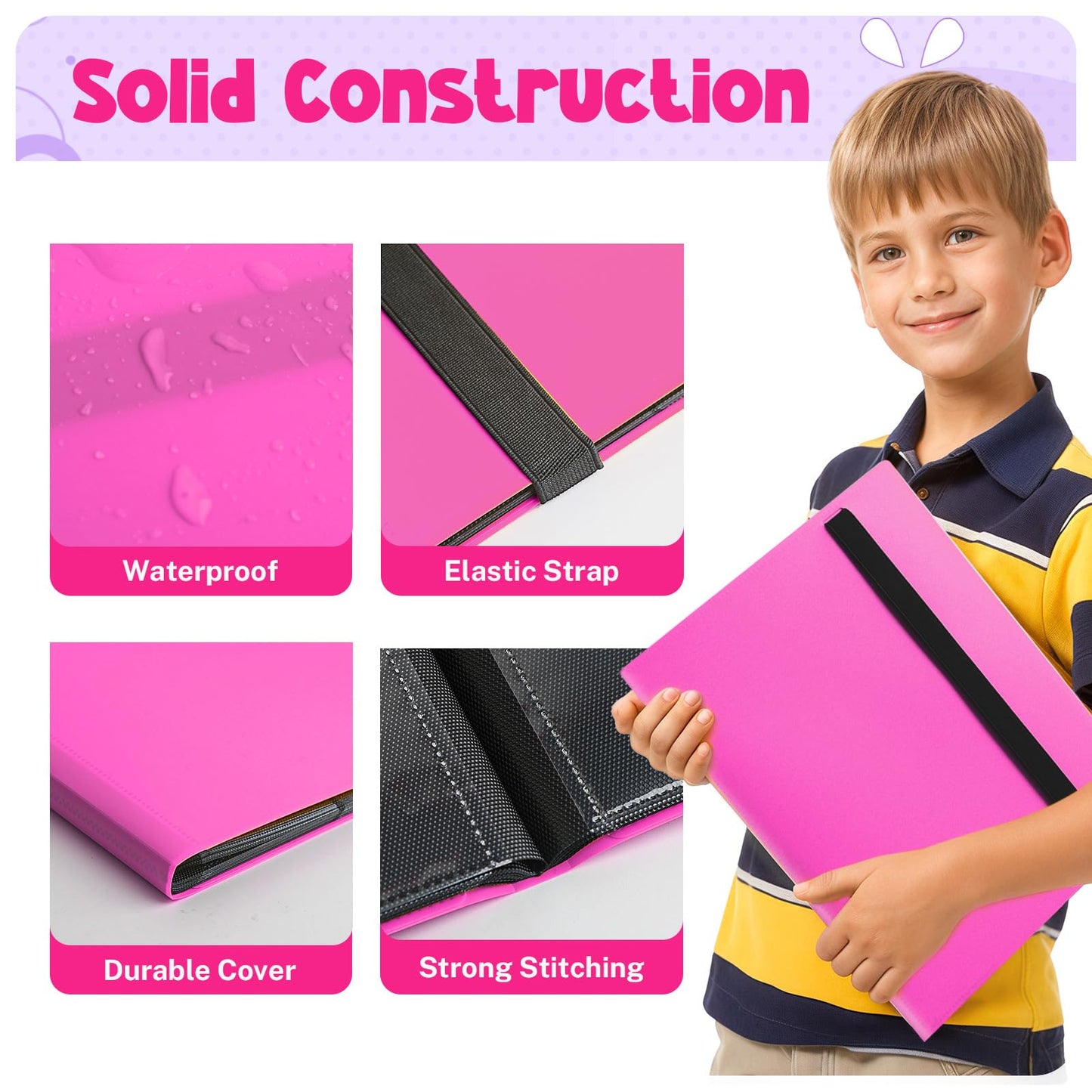 Card Binder 9 Pocket Trading Card Album Folder 20 Pages 360 Card Capacity Sports Card Binder enhanced Card Binders Compatible with MTG TCG Baseball Cards (Rose Red)