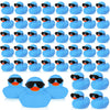 Sosation 48 Pack Mini Rubber Ducks With Sunglasses Sets Squeaky Bath Toys Float Bathtub Duckies For Little One Birthday Party Favors Class Carnival Prizes Car Decor(Blue)