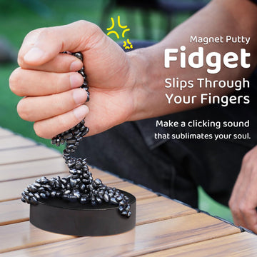 LiKee Easy-Shape Ferrite Putty Magnetic Fidget Toys for Men Women mature-themed Stress Relief Include Strong Magnet Base & 500+ Black Pebbles Captivating Desk Decoration Thoughtful Colleague Gifts (Black)