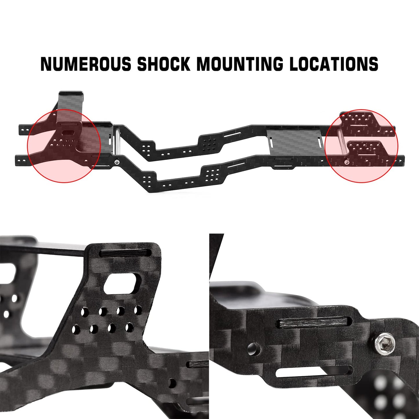 INJORA LCG Carbon Fiber Chassis Kit Frame Girder-Low Center of Gravity Chassis for Axial SCX24 Gladiator Dodge Power Wagon Upgra