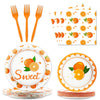 Gisgfim 96 Pcs Little Cutie Plates And Napkins Party Supplies Fruit Orange Tableware Set Summer Fruit Party Decorations Favors F
