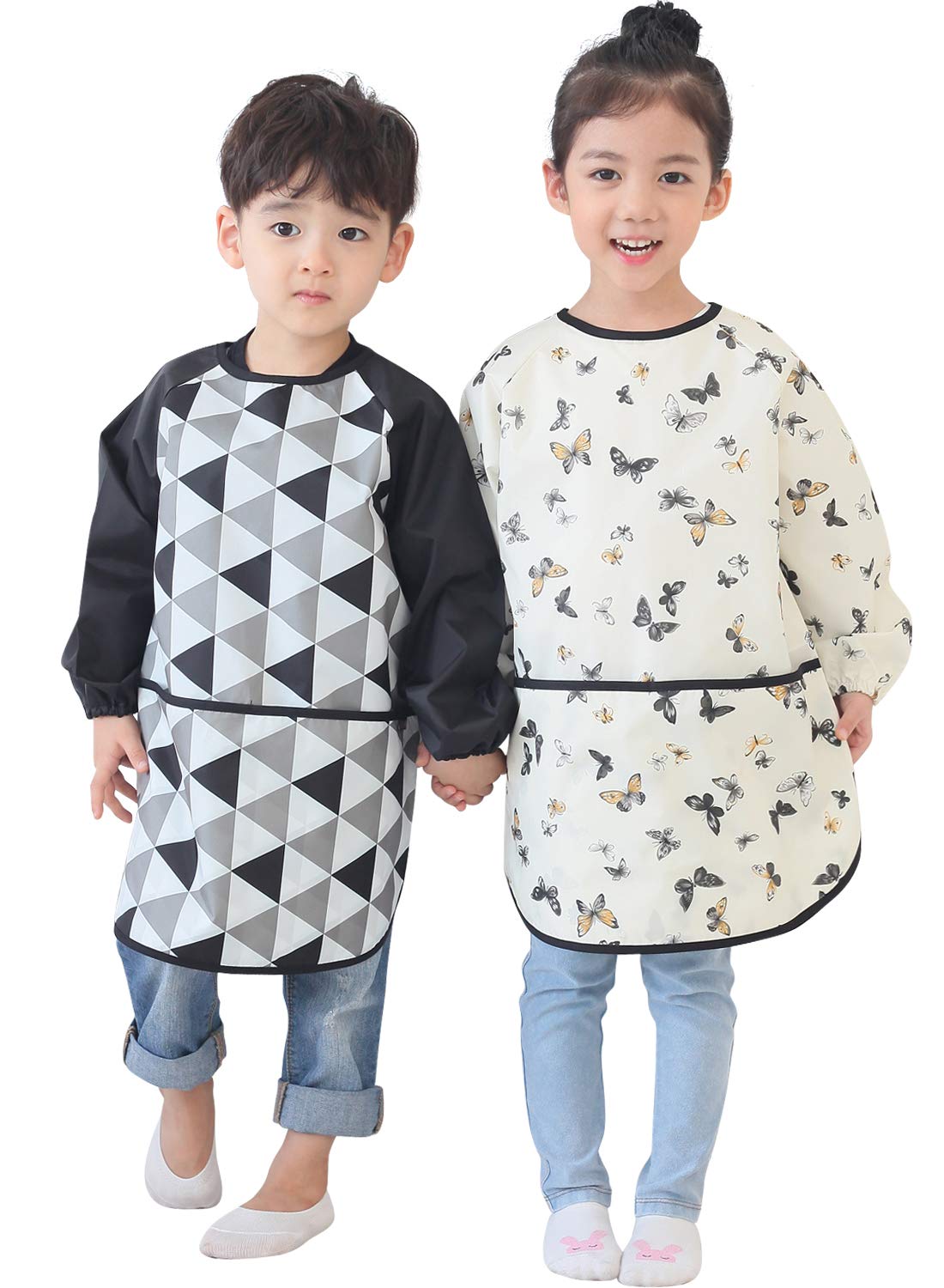 Plie Waterproof Kids Art Smocks 37 Colors (Age 1-10, S-Xxl Size), Black Triangle (21-M)