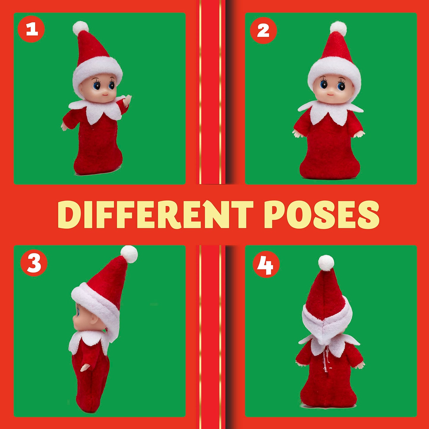 Joyin Christmas 3Pcs Tiny Elf Doll Christmas With 1 Red,1 Green And 1 Pink Elf Doll,Holiday Decoration Accessories Tiny Gift For Girls Boys Kids Adults