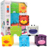 Edushape Soft & Squishy Animal Blocks - Stack, Chew, Bounce, Toss, Fidget Stress Relief Toy